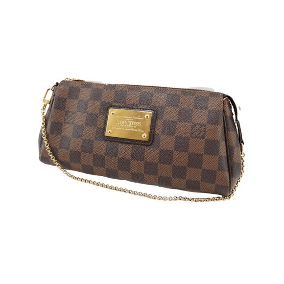 Louis Vuitton Damier Ebene Eva Clutch w/ Gold Chain - Picture 1 of 10